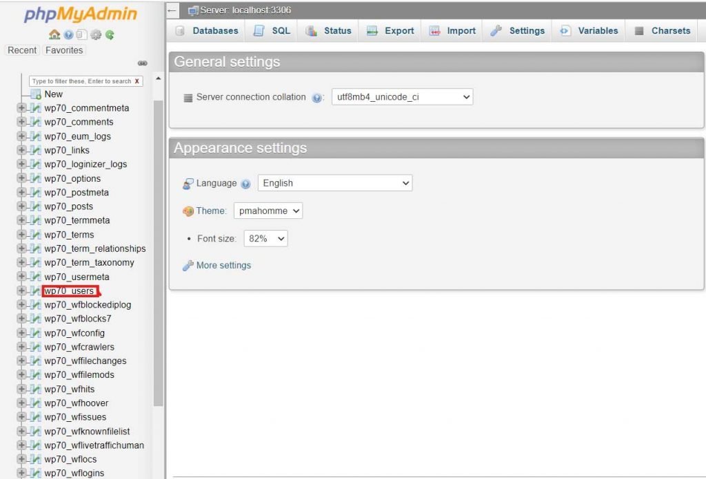 Search user table in phpmyadmin